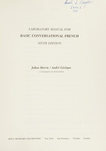 Cover for Laboratory manual for Basic conversational French