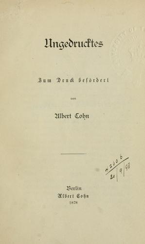 Cover for Ungedrucktes