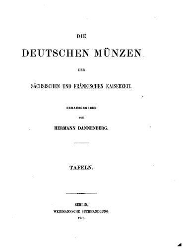 Cover for Die deutschen Münzen der Sächsischen und fränkischen Kaiserzeit