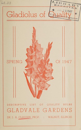 Cover for Gladiolus of quality, spring of 1947