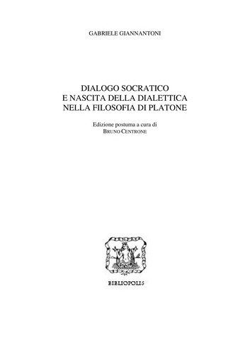 Cover for Dialogo socratico e nascita della dialettica nella filosofia di Platone