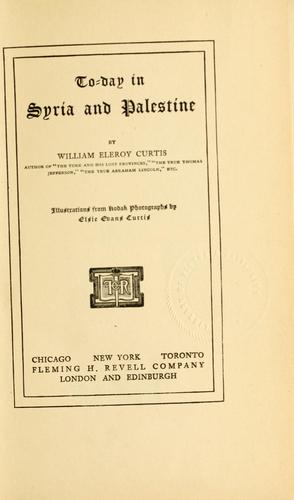 Cover for To-day in Syria and Palestine