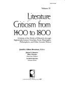 Cover for Literature Criticism from 1400 to 1800