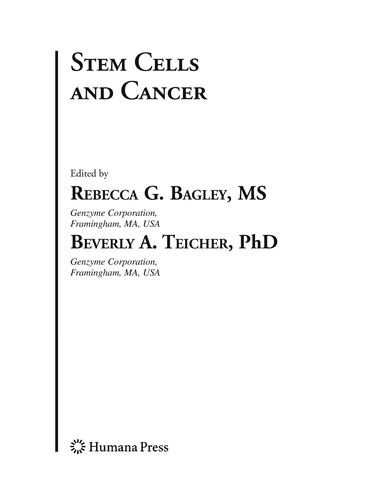 Cover for Stem cells and cancer