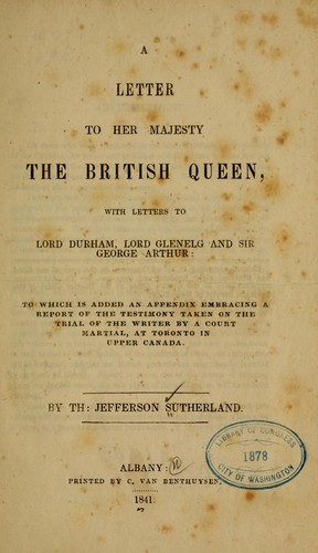 Cover for A letter to Her Majesty the British Queen