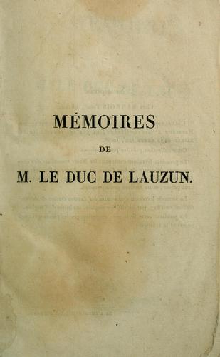Cover for Mémoires de m. le duc de Lauzun