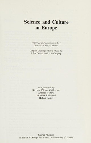 Cover for Science and culture in Europe