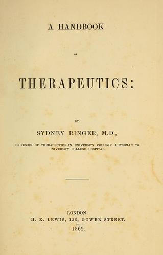 Cover for A handbook of therapeutics