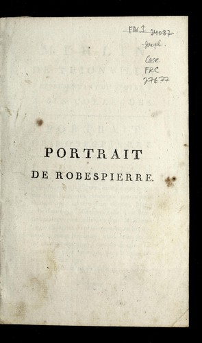 Cover for Portrait de Robespierre