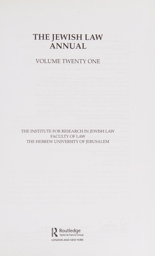 Cover for Jewish Law Annual Volume 21