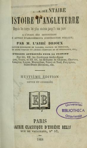 Cover for Précis élémentaire de l'histoire d'Angleterre depuis les temps les plus anciens jusqu'à nos jours