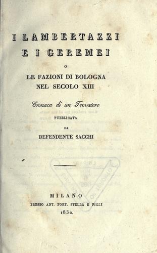 Cover for I Lambertazzi e i Geremei, o, Le fazioni di Bologna nel secolo XIII