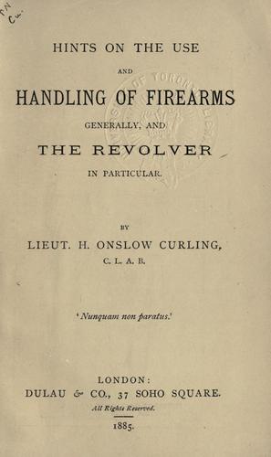 Cover for Hints on the use and handling of firearms generally