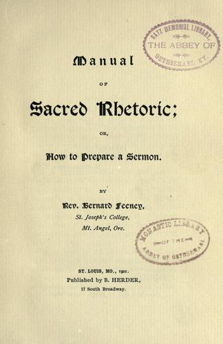 Cover for Manual of sacred rhetoric