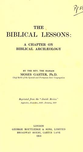Cover for The Biblical lessons