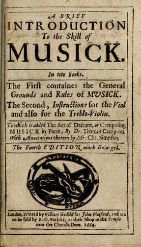 Cover for An introduction to the skill of musick