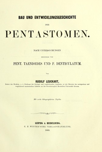Cover for Bau und Entwicklungsgeschichte der Pentastomen