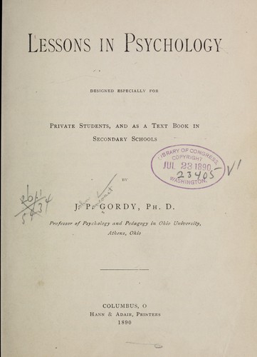 Cover for Lessons in psychology, designed especially for private students, and as a text book in secondary schools