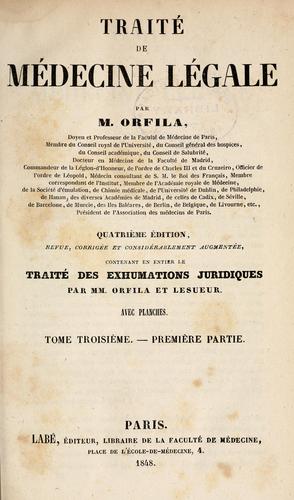 Cover for Traitde mecine lale / par m. Orfila.