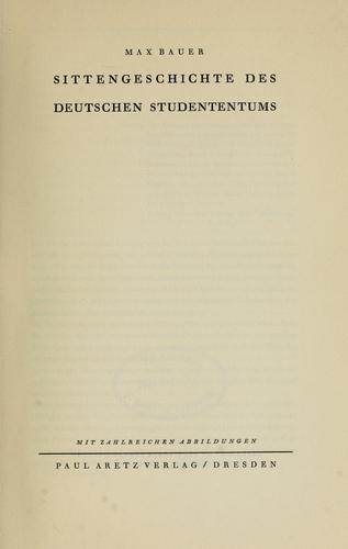 Cover for Sittengeschichte des deutschen Studententums