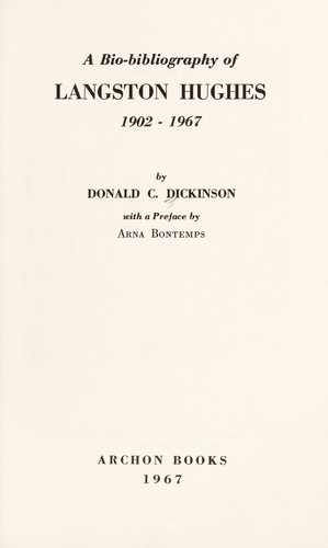 Cover for A bio-bibliography of Langston Hughes, 1902-1967