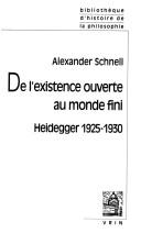 Cover for De l'existence ouverte au monde fini