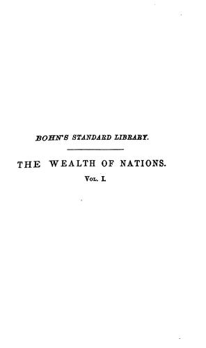 Cover for An Inquiry Into the Nature and Causes of the Wealth of Nations: In Two Volumes