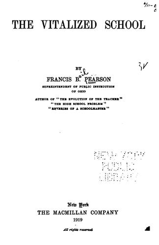 Cover for The vitalized school.
