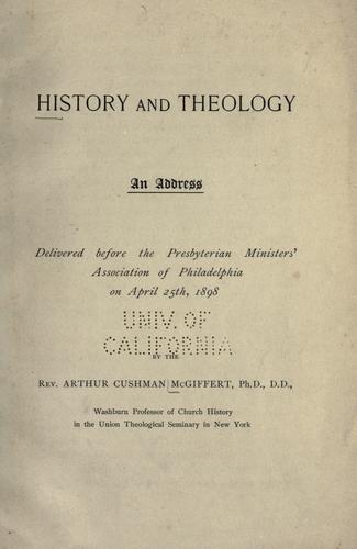 Cover for History and theology