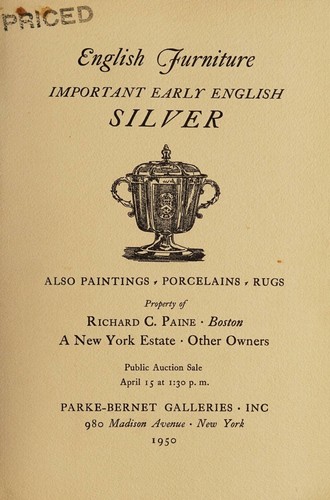 Cover for English furniture, important early English silver from Edward VI to George II