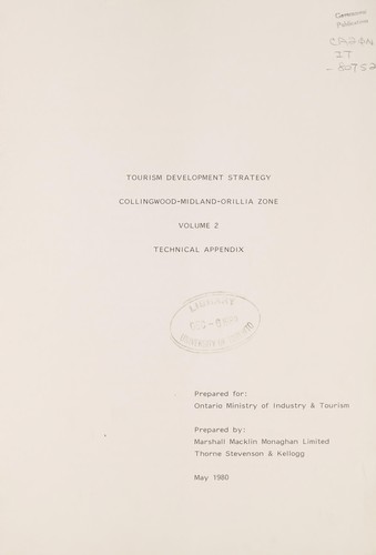 Cover for TOURISM DEVELOPMENT STRATEGY - COLLINGWOOD-MIDLAND-ORILLIA ZONE