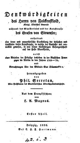 Cover for Denkwürdigkeiten des Herrn von Falckenskiold ...