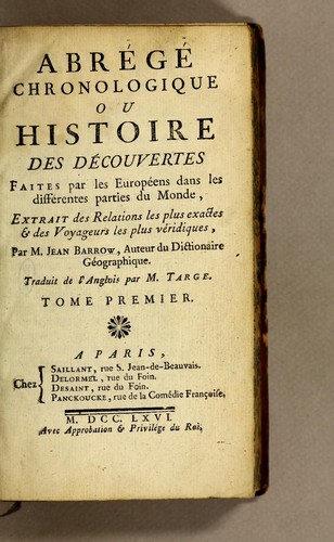 Cover for Abrégé chronologique ou histoire des découvertes faites par les Européens dans les différentes parties du monde