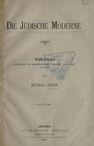 Cover for Die Jüdische Moderne