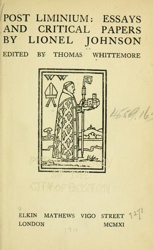 Cover for Post liminium
