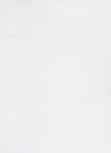 Cover for Multinational management of human resources