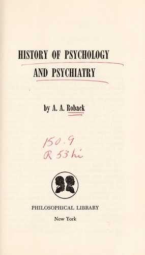 Cover for History of psychology and psychiatry.
