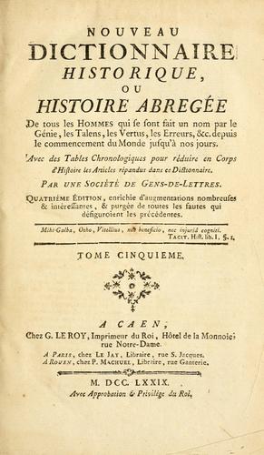 Cover for Nouveau dictionnaire historique