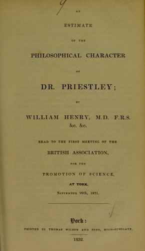 Cover for An estimate of the philosophical character of Dr. Priestley