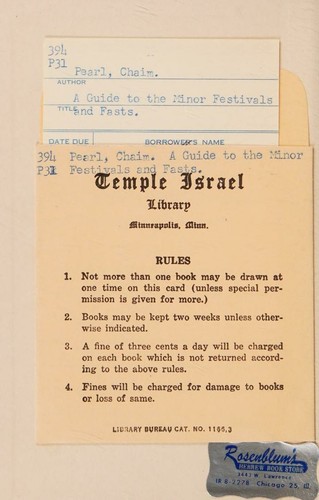 Cover for A guide to the minor festivals and fasts.