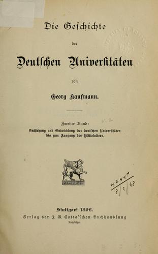 Cover for Geschichte der deutschen Universitäten