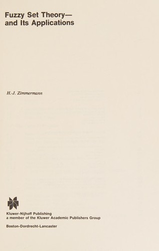 Cover for Fuzzy set theory and its applications