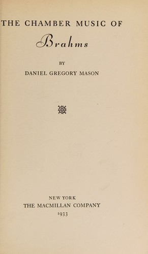 Cover for The chamber music of Brahms