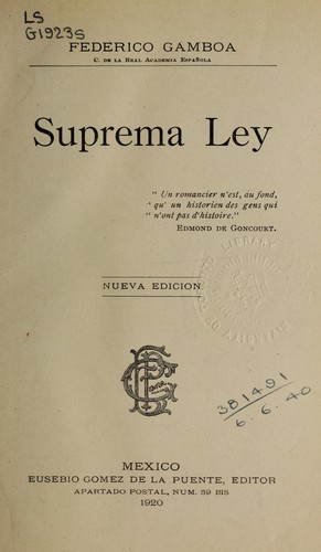 Cover for Suprema ley