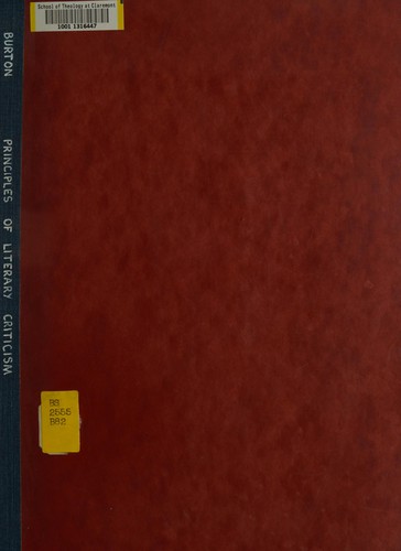 Cover for Some principles of literary criticism and their application to the synoptic problem