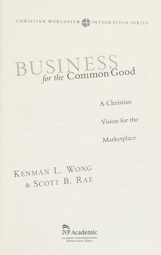 Cover for Business for the common good