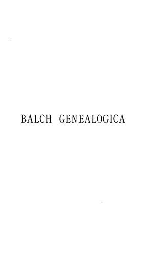 Cover for Balch genealogica