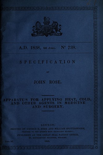 Cover for Specification of John Rose