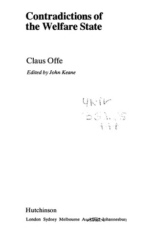 Cover for Contradictions of the welfare state