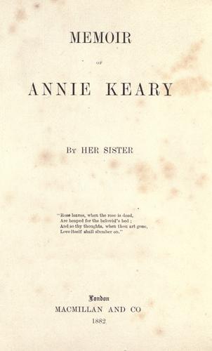 Cover for Memoir of Annie Keary
